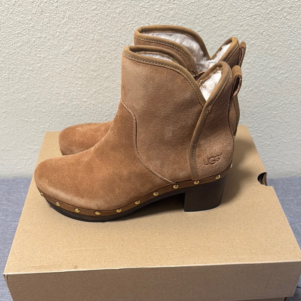 UGG Women's Brown Suede Heeled Boots